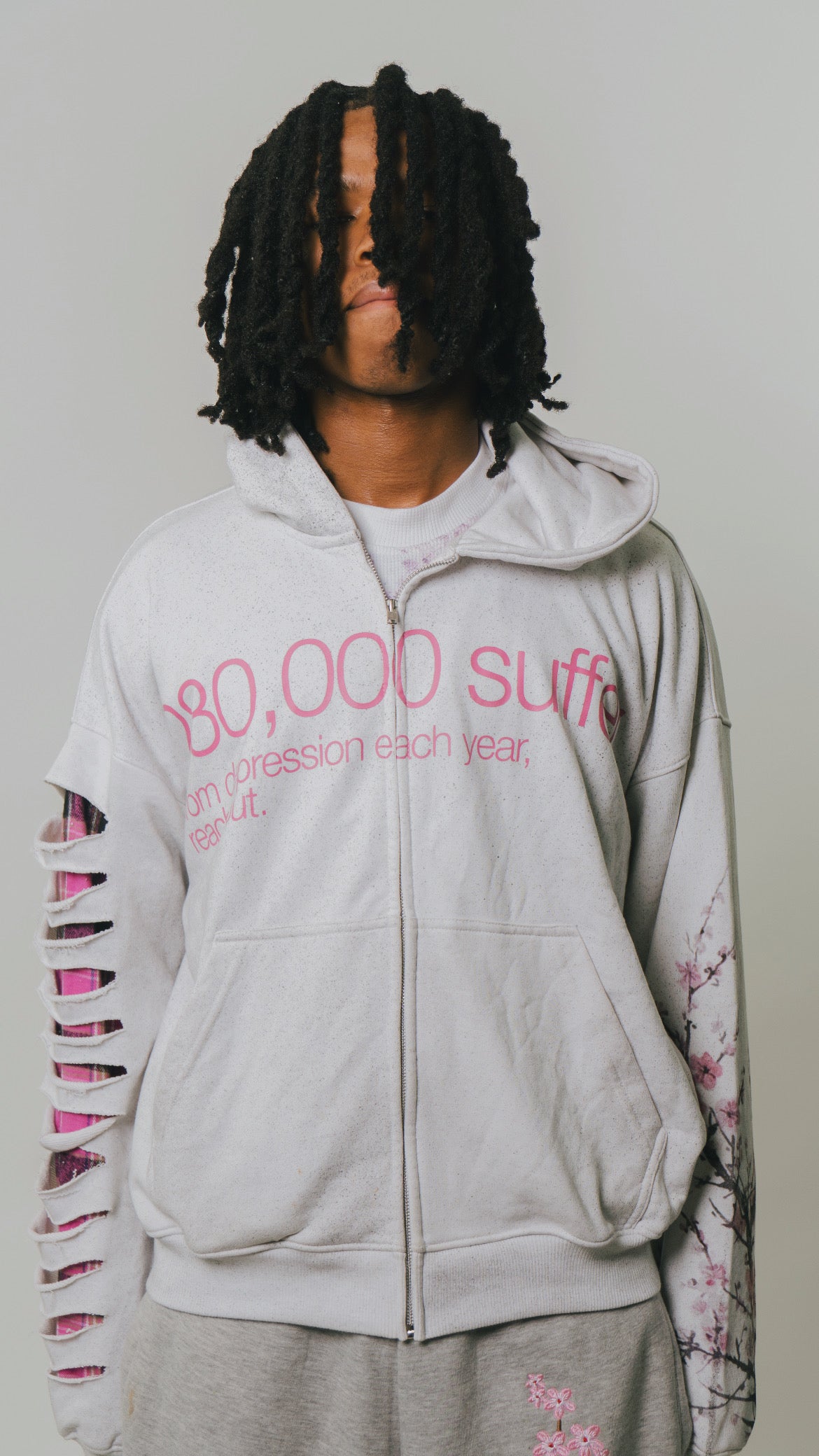 Blossom flannel frame hoodie.